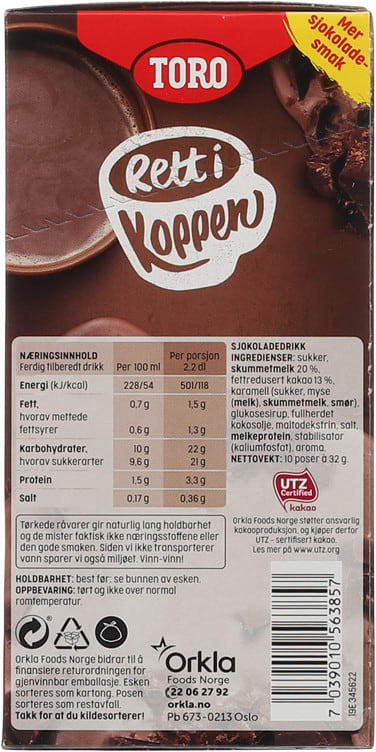 Toro Hot Chocolate Drink 10x35g – Norwegian sjokoladedrikk cocoa mix with fast worldwide shipping