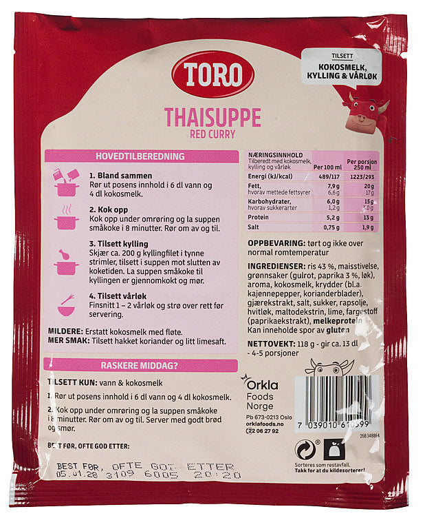 Toro Thai Soup red Curry 118 grams Norwegian Foodstore