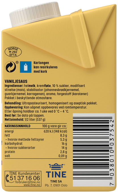 Piano Vanilla Sauce Custard sauce (Vaniljesaus) 500 ml Norwegian Foodstore