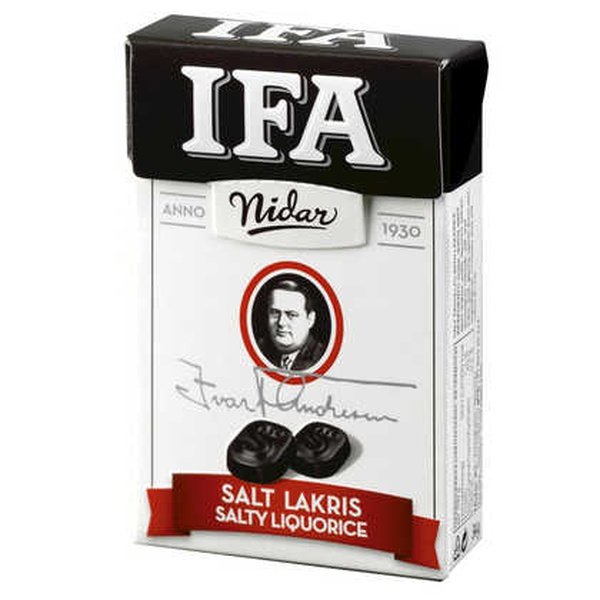 Nidars IFA Salty Liquorice (Salt lakris) 34 grams Norwegian Foodstore