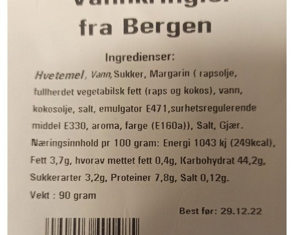 Vannkringle 5 pk 90 grams ( water pretzel) Norwegian Foodstore