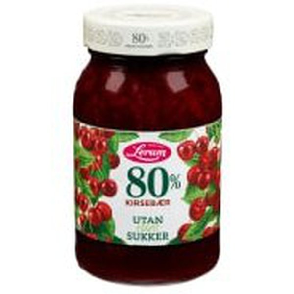 Lerum Cherry Jam (Kirsebær syltetøy uten tilsatt sukker) 330gr Norwegian Foodstore