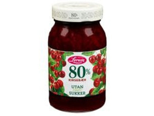 Lerum Cherry Jam (Kirsebær syltetøy uten tilsatt sukker) 330gr Norwegian Foodstore