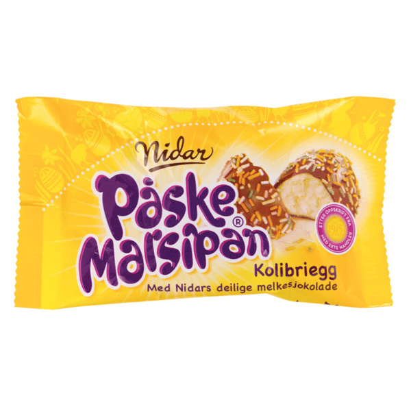 Nidar Marzipan Easter Egg w/sprinkles (Kolibriegg) 58 grams Norwegian Foodstore