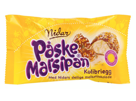 Nidar Marzipan Easter Egg w/sprinkles (Kolibriegg) 58 grams Norwegian Foodstore