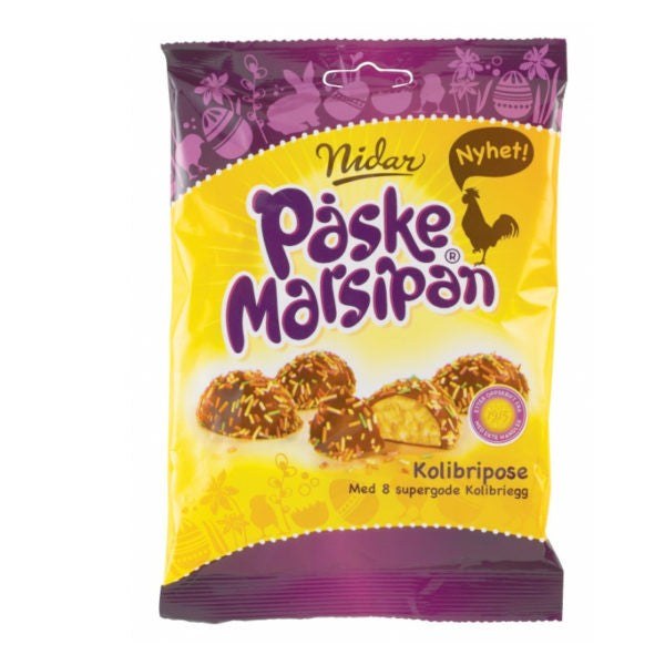 Nidar Marzipan eggs with Sprinkles (Kolibriegg) 168 grams Norwegian Foodstore