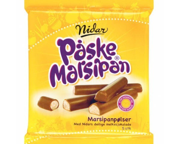 Nidar Easter Marzipan Sticks (Marsipanpølser) 5 pcs Norwegian Foodstore