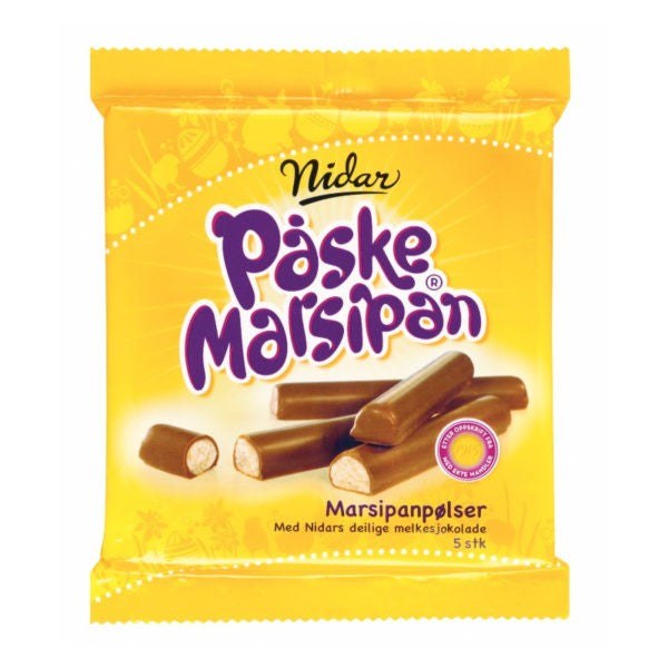 Nidar Easter Marzipan Sticks (Marsipanpølser) 5 pcs Norwegian Foodstore