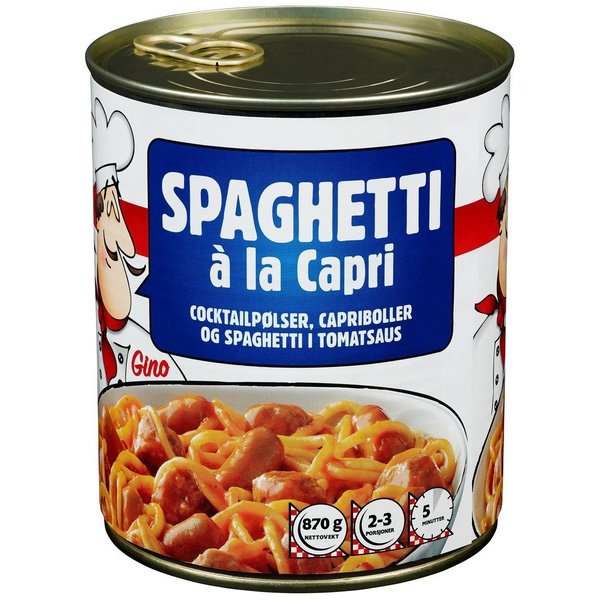 Spaghetti a la capri canned dinner 870 grams Norwegian Foodstore