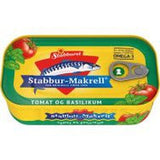 Stabburet Mackerel in Tomato sauce with Basil (Makrell i tomat med basilikum) 110 grams Norwegian Foodstore
