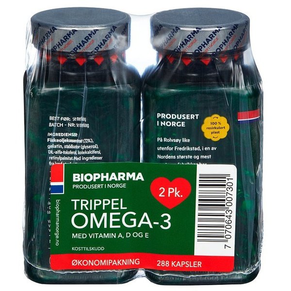 Biopharma Tripple Omega 3 144 capsules Norwegian Foodstore