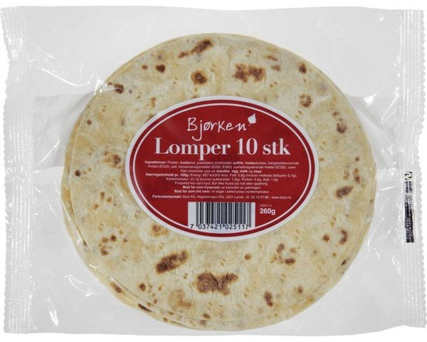 Bjørken Lomper 10 pack 260 grams Norwegian Foodstore