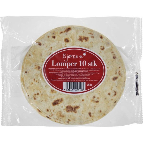 Bjørken Lomper 10 pack 260 grams Norwegian Foodstore