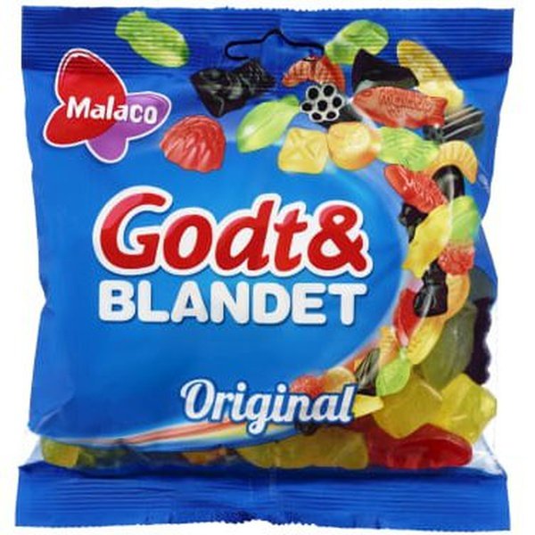 Malaco Godt & Blandet mixed gummies  Original 220 grams Norwegian Foodstore