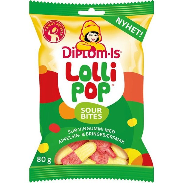 Lollipop sour bites / biter 80 grams Norwegian Foodstore