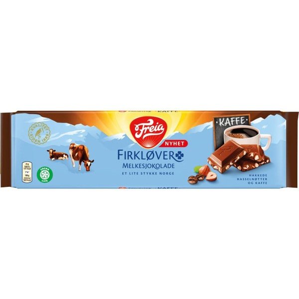 Freia Milk chocolate with hazelnuts & coffee 200 gram (Firkløver med kaffesmak) Norwegian Foodstore