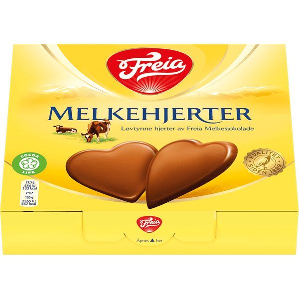 Freia Milkhearts milk chocolate hearts 130 grams (Melkehjerter) Norwegian Foodstore