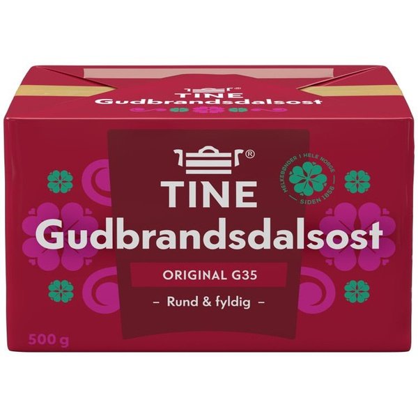 Tine Brown cheese 500 gram (Brunost – Gudbrandsdalsost G35) Norwegian Foodstore