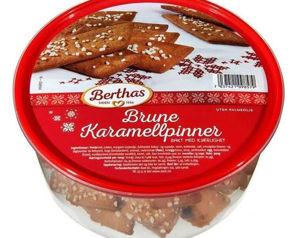 Berthas Caramel sticks cookies 300 grams (Karamellpinner) Norwegian Foodstore