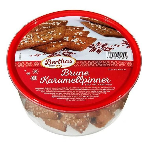 Berthas Caramel sticks cookies 300 grams (Karamellpinner) Norwegian Foodstore