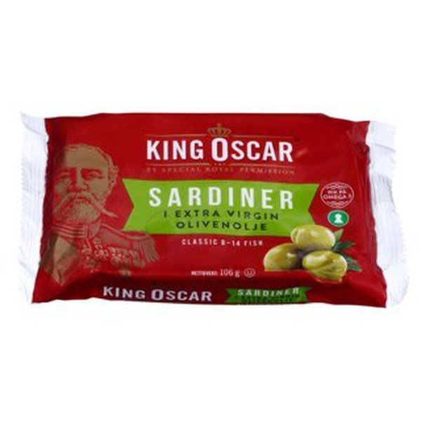 King Oscar Sprats/Sardines in olive oil (Sardiner i olje) 106 grams Norwegian Foodstore