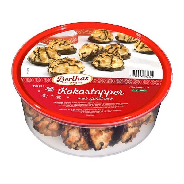 Kokostopper with chocolate 350g (Kokostopper m/sjokolade) Gluten free Norwegian Foodstore