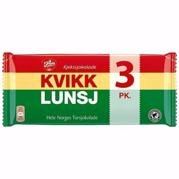 Kvikk Lunsj bisquit and chocolate 3 x 47 gram Norwegian Foodstore