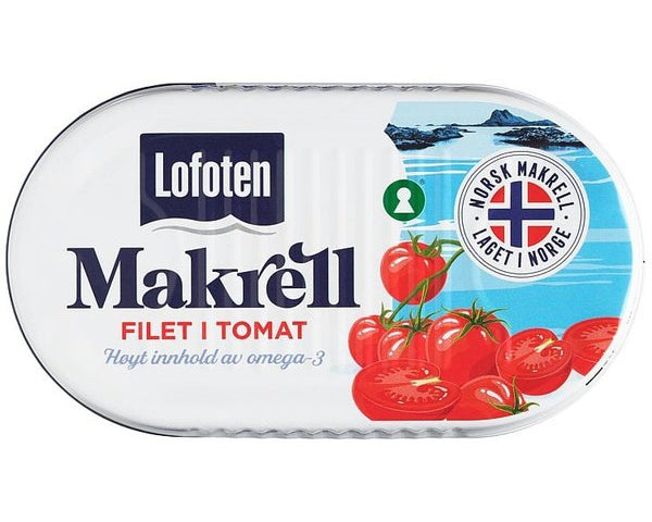 Lofoten Mackerel in tomato sauce (Makrell i tomat) 170 grams Norwegian Foodstore