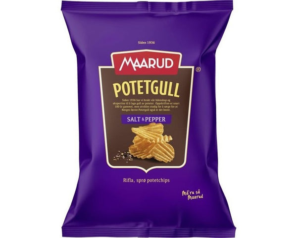 Maarud potatochips salt & pepper chips 250 gram (Potetgull) Norwegian Foodstore