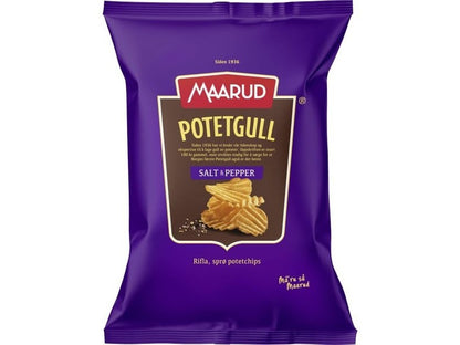 Maarud potatochips salt & pepper chips 250 gram (Potetgull) Norwegian Foodstore