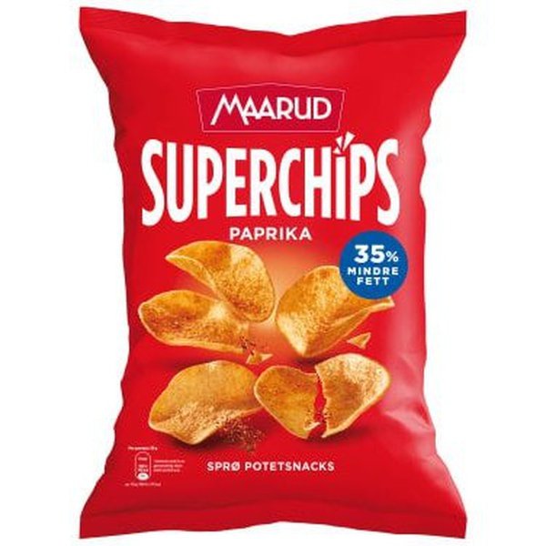 Maarud Superchips potatochips paprika 140 gram Norwegian Foodstore