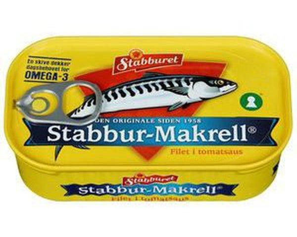 Stabbur Mackerel in tomato sauce 110 gram (Makrell i tomat) Norwegian Foodstore