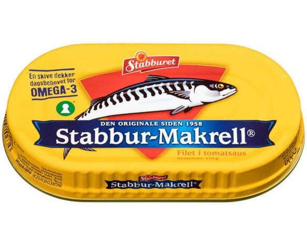 Stabburet Mackerel in tomato sauce 170 gram (Makrell i tomat) Norwegian Foodstore