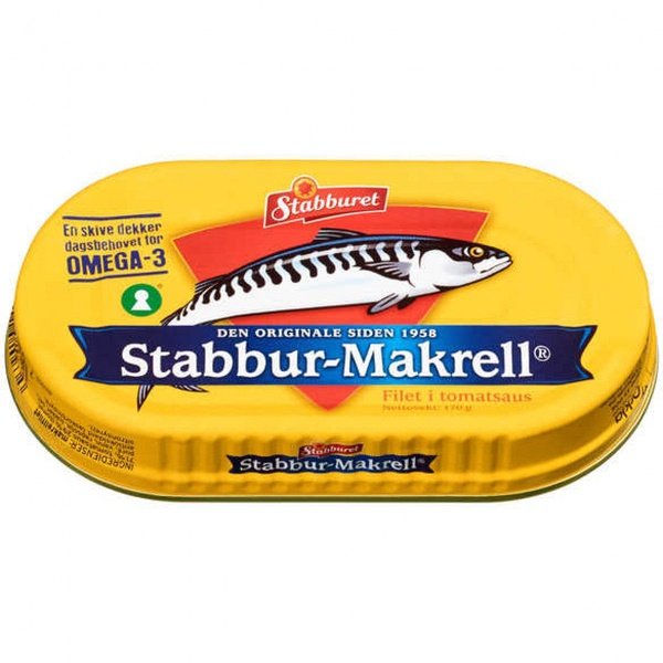 Stabburet Mackerel in tomato sauce 170 gram (Makrell i tomat) Norwegian Foodstore