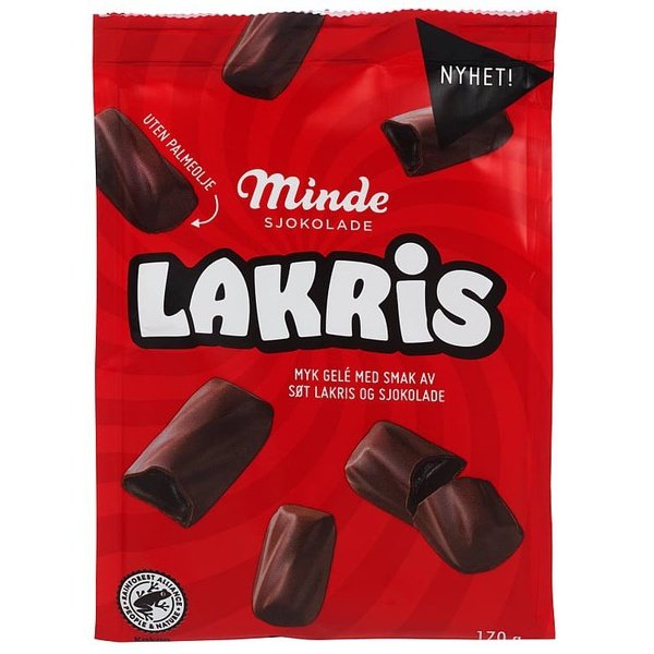 Mindre chocolate covered liquorice 170 gram (Lakris m/sjokolade) Norwegian Foodstore