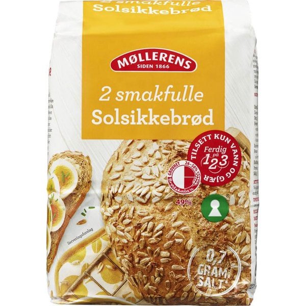 Møllerens Sunflower bread mix 1 Kg (Solsikkebrød) Norwegian Foodstore
