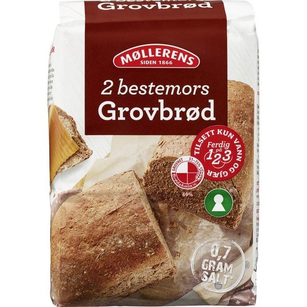 Møllerens wholemeal bread mix 1 Kg (Grovbrød melblanding) Norwegian Foodstore