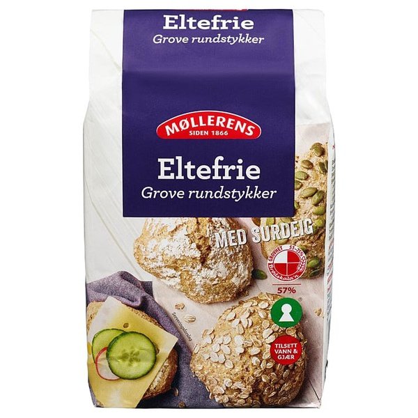 Møllerens Knead Free coarse rolls flour mix (eltefrie grove rundstykker) 1 kg Norwegian Foodstore