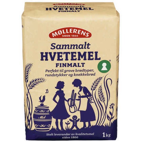 Møllerens Whole wheat flour (finmalt sammalt hvetemel) 1 Kg Norwegian Foodstore