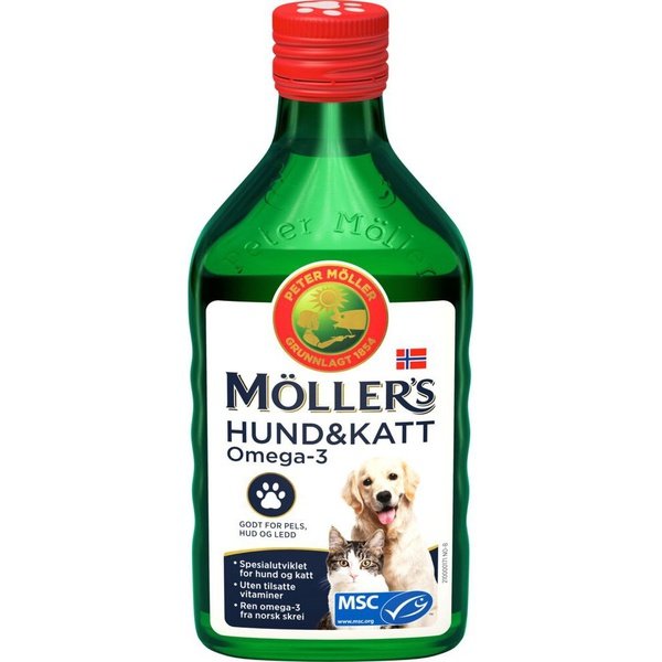 Møllers cod liver oil dog and cat 250ml (Tran hund og katt) Norwegian Foodstore