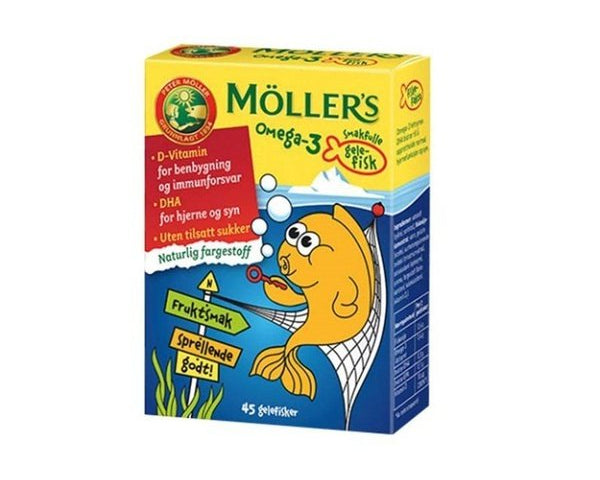 Möller’s Omega-3 Jello Fishes Tutti Frutti (Gelefisker fruktsmak) 45 fishes Norwegian Foodstore