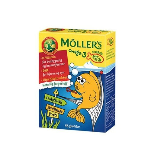 Möller’s Omega-3 Jello Fishes Tutti Frutti (Gelefisker fruktsmak) 45 fishes Norwegian Foodstore