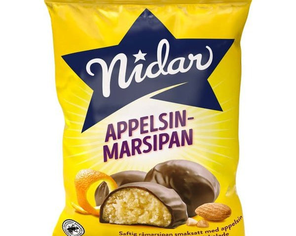 Nidar Easter orange flavoured Marzipan (Appelsinmarsipan) 136 grams Norwegian Foodstore