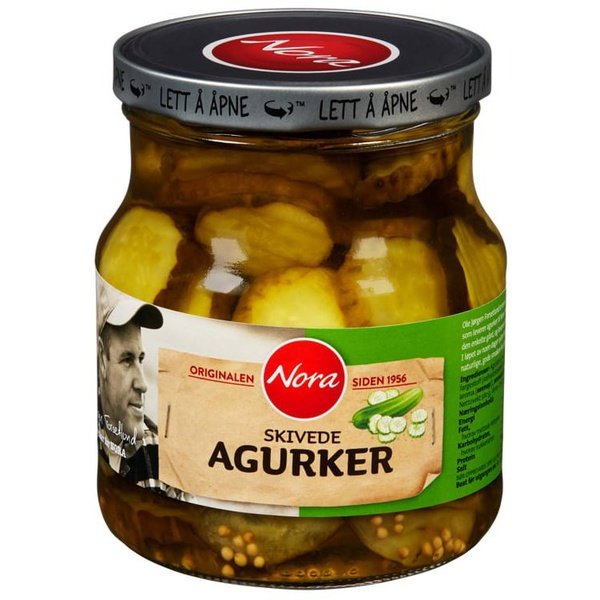 Nora Pickled Cucumber slices (sylteagurk) 580 grams Norwegian Foodstore