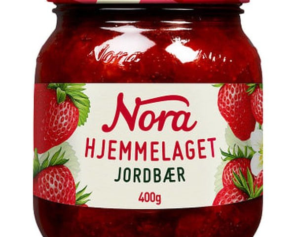Nora Strawberry jam 400 gram (Jordbær "Hjemmelaget" syltetøy)