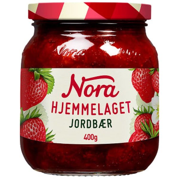 Nora Strawberry jam 400 gram (Jordbær "Hjemmelaget" syltetøy)