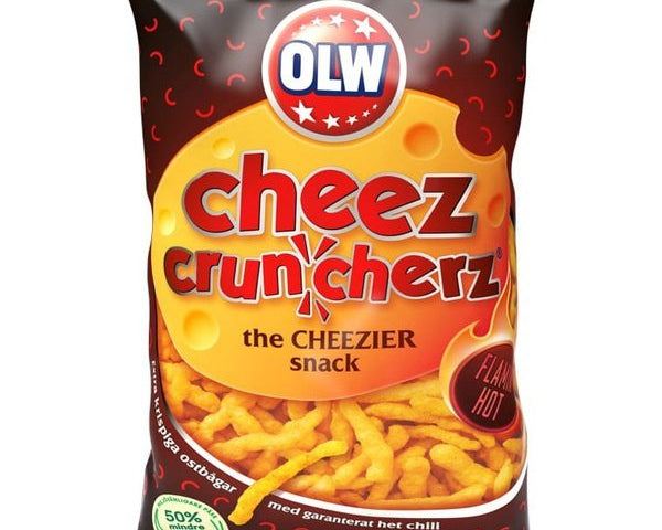OLW Cheez Cruncherz flamin' Hot 225g Norwegian Foodstore