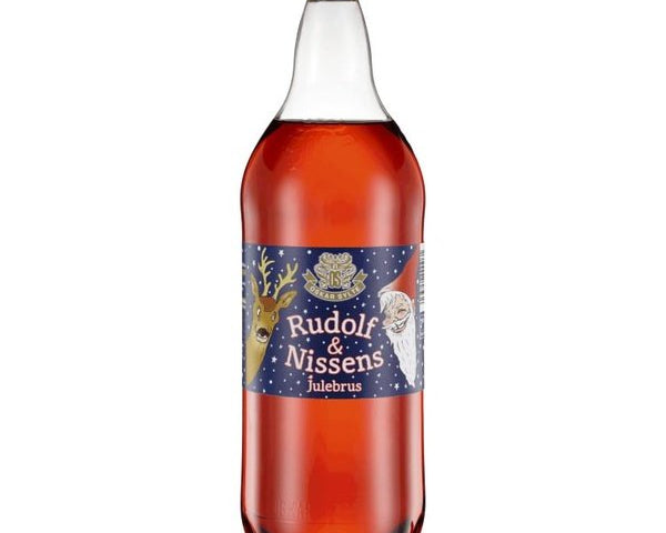 Oscar Sylte Christmas Soda (Rudolf og Nissen Julebrus) 1.5 liter Norwegian Foodstore