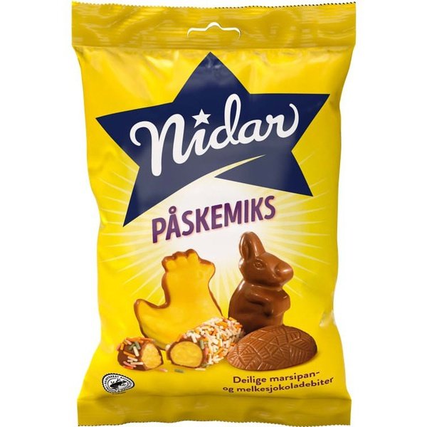 Nidar Easter Marzipan and Milkchocolate Mix (Påskemarsipan Mix) 138 grams Norwegian Foodstore