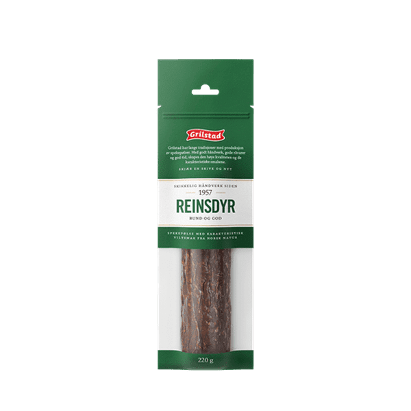 Grilstad Reindeer sausage (Reinsdyr spekepølse) 220 grams Norwegian Foodstore